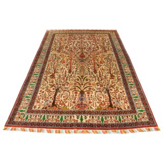 Handwoven Carpet, Tree of Life Layout, All Silk, Senneh, 250 × 350 cm Ref 10800801