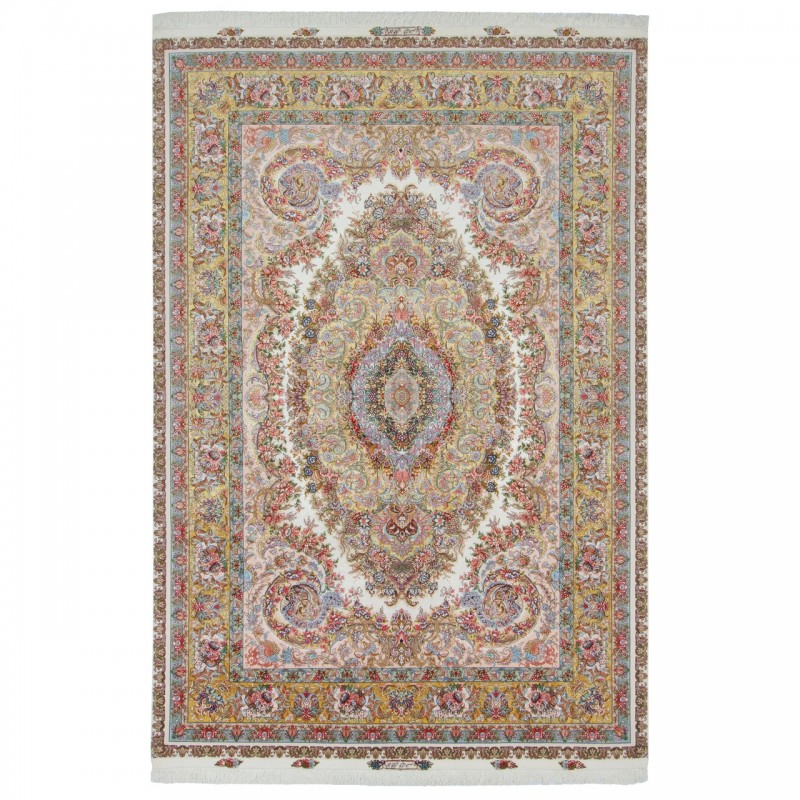 Handwoven Carpet, Corner Medallion Layout, Wool and Silk on Silk Warp, Tabriz, 245 × 360 cm Ref 10800807