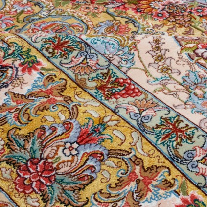 Handwoven Carpet, Corner Medallion Layout, Wool and Silk on Silk Warp, Tabriz, 245 × 360 cm Ref 10800807