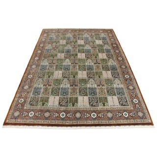 Handwoven Carpet, Square/Block Layout, All Silk, Qom, 247 × 356 cm Ref 10800812
