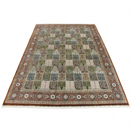 Handwoven Carpet, Square/Block Layout, All Silk, Qom, 247 × 356 cm Ref 10800812