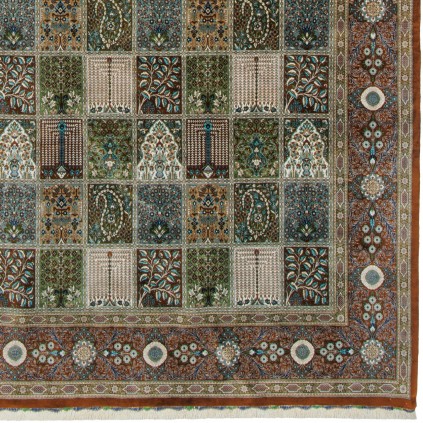 Handwoven Carpet, Square/Block Layout, All Silk, Qom, 247 × 356 cm Ref 10800812