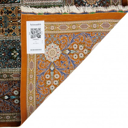 Handwoven Carpet, Square/Block Layout, All Silk, Qom, 247 × 356 cm Ref 10800812