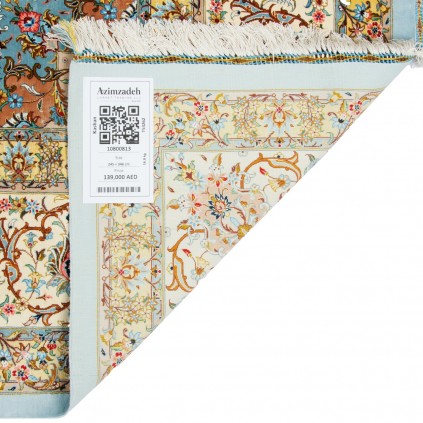 Handwoven Carpet, Corner Medallion Layout, All Silk, Kashan, 245 × 346 cm Ref 10800813