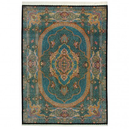 Handwoven Carpet, Corner Medallion Layout, All Silk, Qom, 250 × 347 cm Ref 10800814