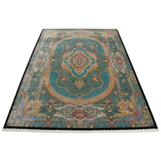 Handwoven Carpet, Corner Medallion Layout, All Silk, Qom, 250 × 347 cm Ref 10800814