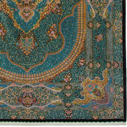 Handwoven Carpet, Corner Medallion Layout, All Silk, Qom, 250 × 347 cm Ref 10800814