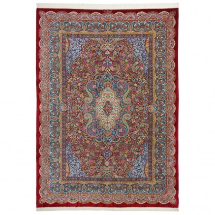 Handwoven Carpet, Corner Medallion Layout, All Silk, Qom, 250 × 345 cm Ref 10800816