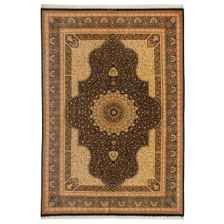 Handwoven Carpet, Corner Medallion Layout, All Silk, Qom, 240 × 348 cm Ref 10800817