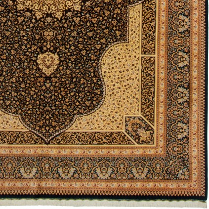 Handwoven Carpet, Corner Medallion Layout, All Silk, Qom, 240 × 348 cm Ref 10800817