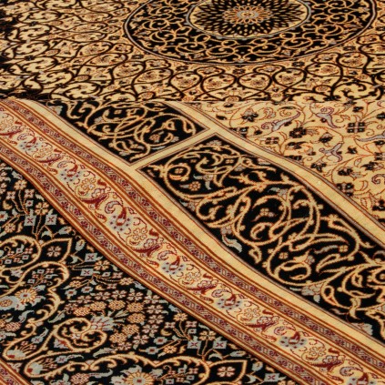 Handwoven Carpet, Corner Medallion Layout, All Silk, Qom, 240 × 348 cm Ref 10800817