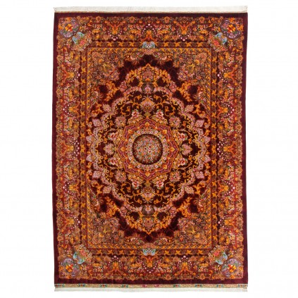 Handwoven Carpet, Corner Medallion Layout, All Silk, Qom, 246 × 350 cm Ref 10800819
