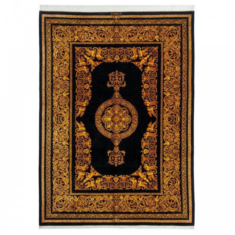 Handwoven Carpet, Plain Field Layout, All Silk, Qom, 250 × 340 cm Ref 10800821