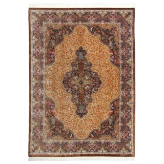 Handwoven Carpet, Corner Medallion Layout, All Silk, Qom, 247 × 344 cm Ref 10800822