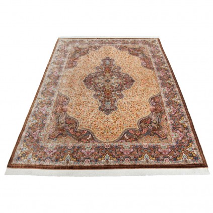 Handwoven Carpet, Corner Medallion Layout, All Silk, Qom, 247 × 344 cm Ref 10800822