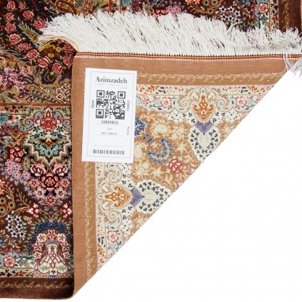 Handwoven Carpet, Corner Medallion Layout, All Silk, Qom, 247 × 344 cm Ref 10800822
