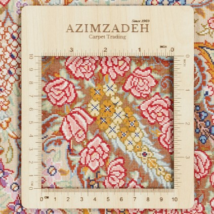 Handwoven Carpet, Corner Medallion Layout, All Silk, Qom, 247 × 344 cm Ref 10800822