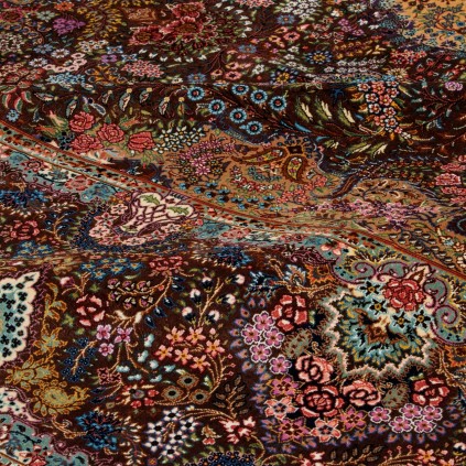 Handwoven Carpet, Corner Medallion Layout, All Silk, Qom, 247 × 344 cm Ref 10800822