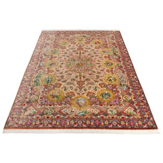 Handwoven Carpet, Corner Medallion Layout, All Silk, Qom, 242 × 342 cm Ref 10800823