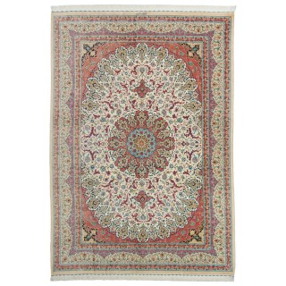 Handwoven Carpet, Corner Medallion Layout, All Silk, Kashan, 250 × 350 cm Ref 10800825