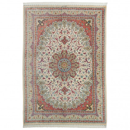 Handwoven Carpet, Corner Medallion Layout, All Silk, Kashan, 250 × 350 cm Ref 10800825