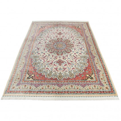 Handwoven Carpet, Corner Medallion Layout, All Silk, Kashan, 250 × 350 cm Ref 10800825