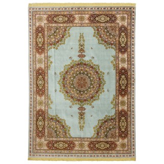 Handwoven Carpet, Plain Field Layout, All Silk, Tabriz, 247 × 350 cm Ref 10800826