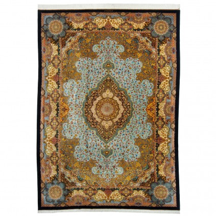 Handwoven Carpet, Corner Medallion Layout, All Silk, Qom, 246 × 346 cm Ref 10800827