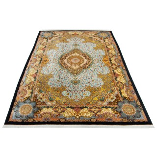 Handwoven Carpet, Corner Medallion Layout, All Silk, Qom, 246 × 346 cm Ref 10800827