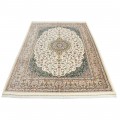 Handwoven Carpet, Corner Medallion Layout, All Silk, Kashan, 243 × 343 cm Ref 10800828