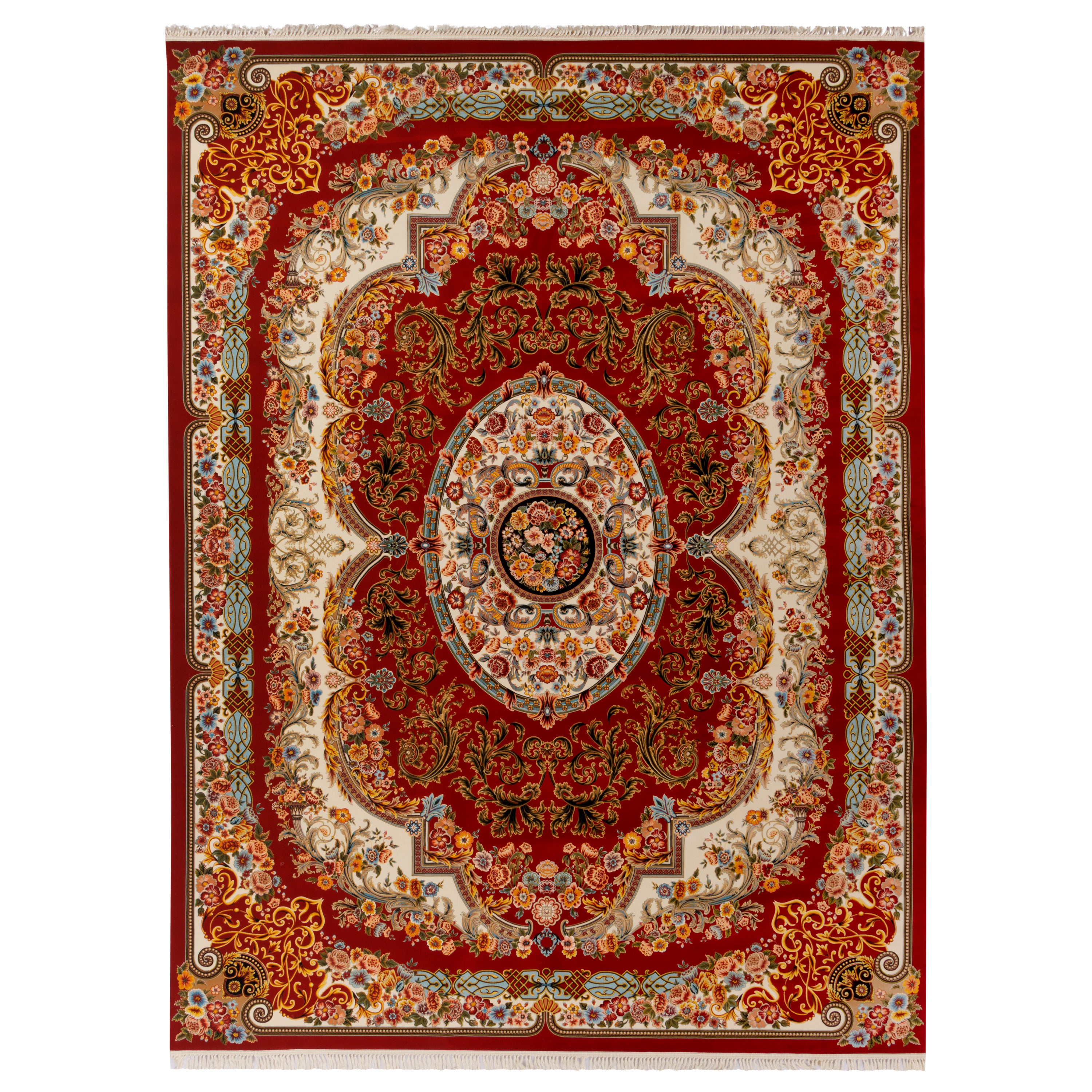 Machine-made Rug, Flowers & Leaves Medallion & Corner, Acrylic, SPU 100005