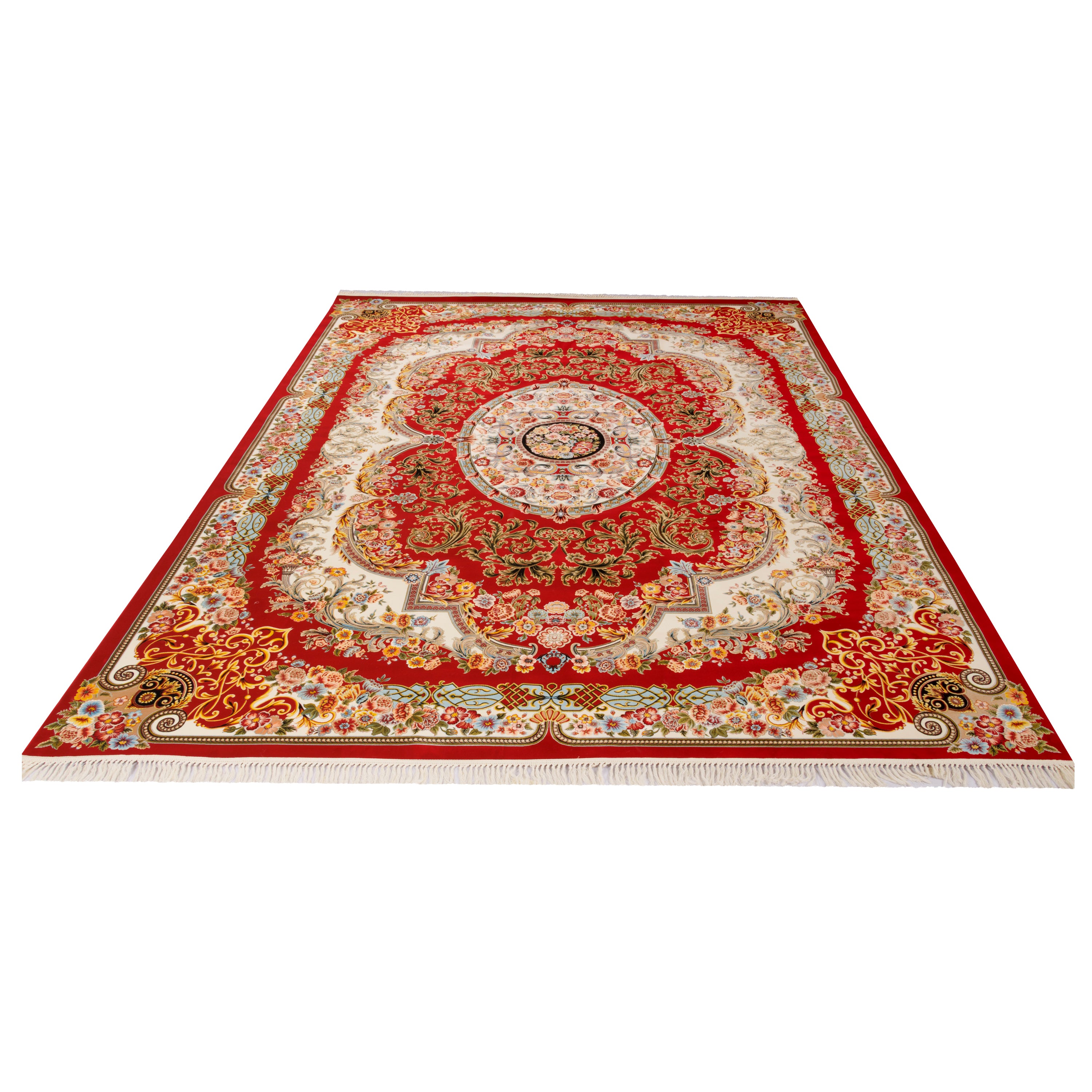 Machine-made Rug, Flowers & Leaves Medallion & Corner, Acrylic, SPU 100005