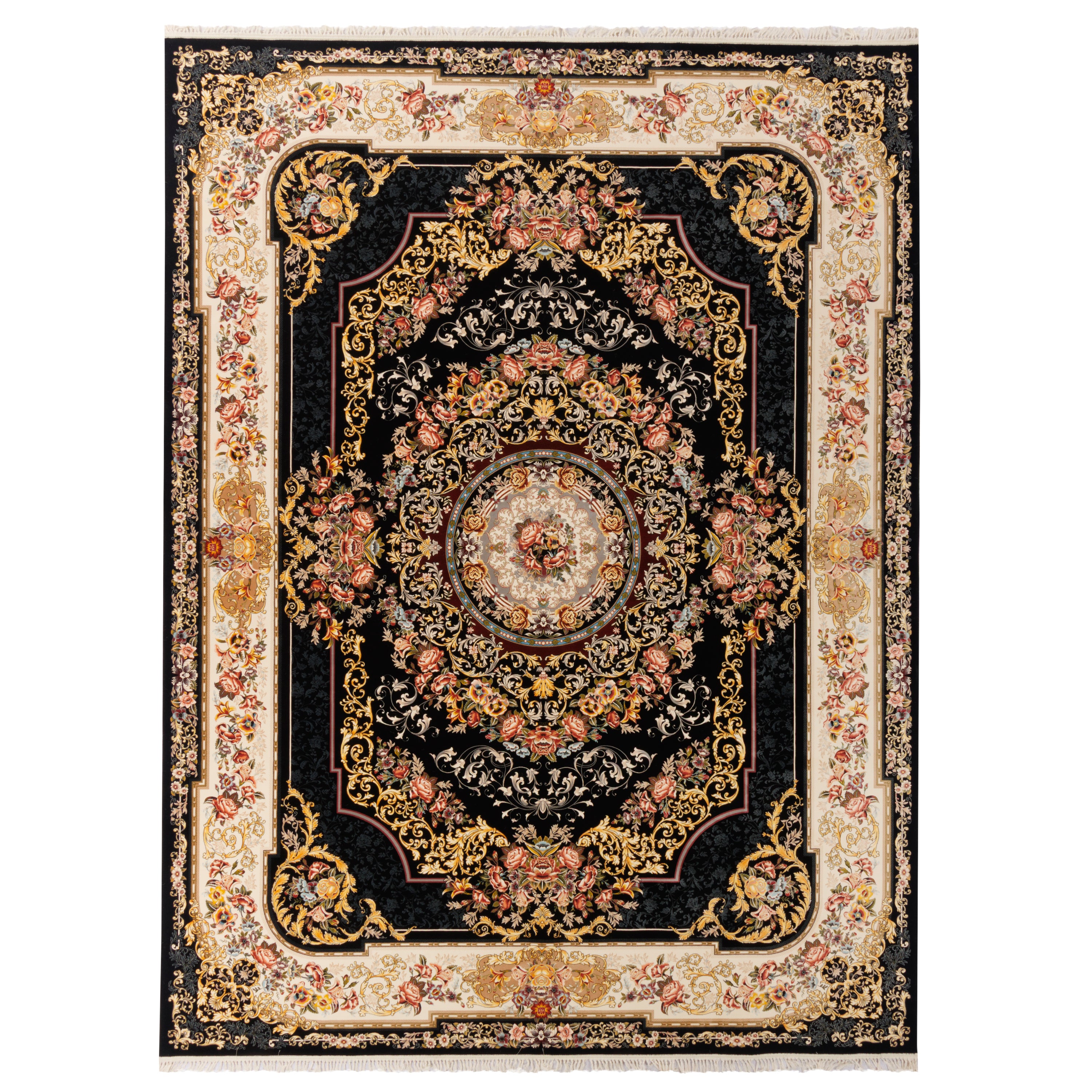 Machine-made Rug, Flowers & Leaves Medallion & Corner, Acrylic, SPU 100008