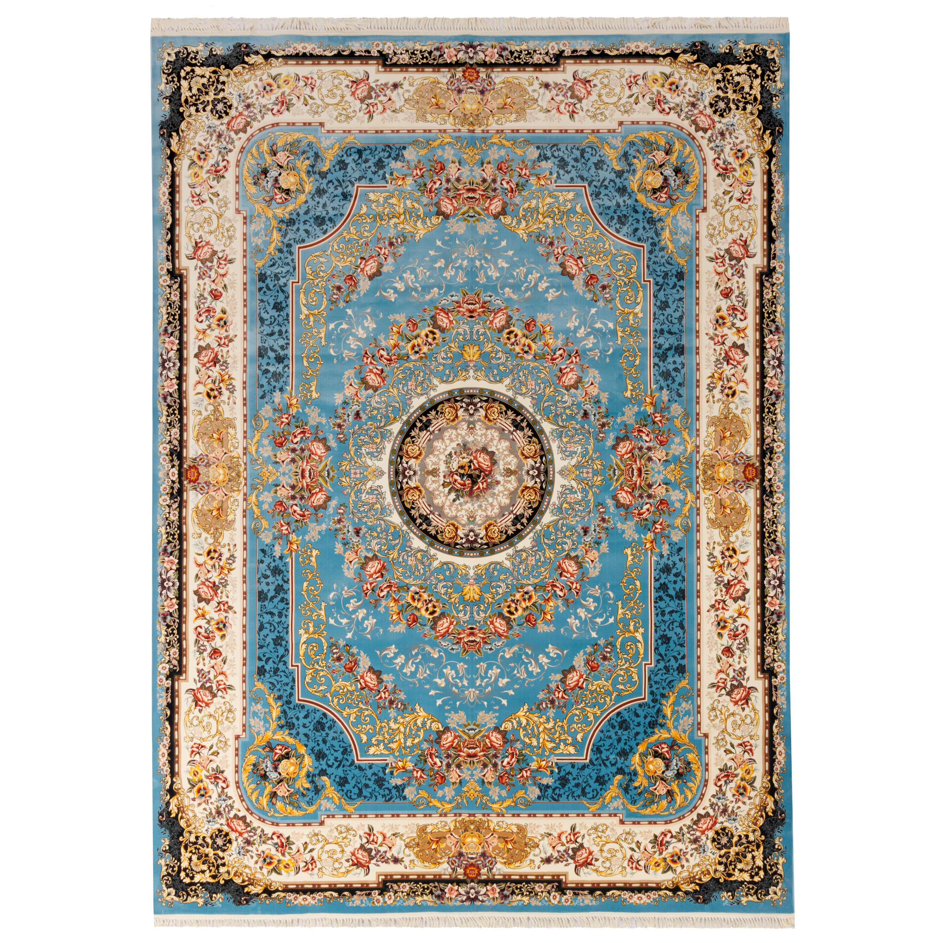 Machine-made Rug, Flowers & Leaves Medallion & Corner, Acrylic, SPU 100008