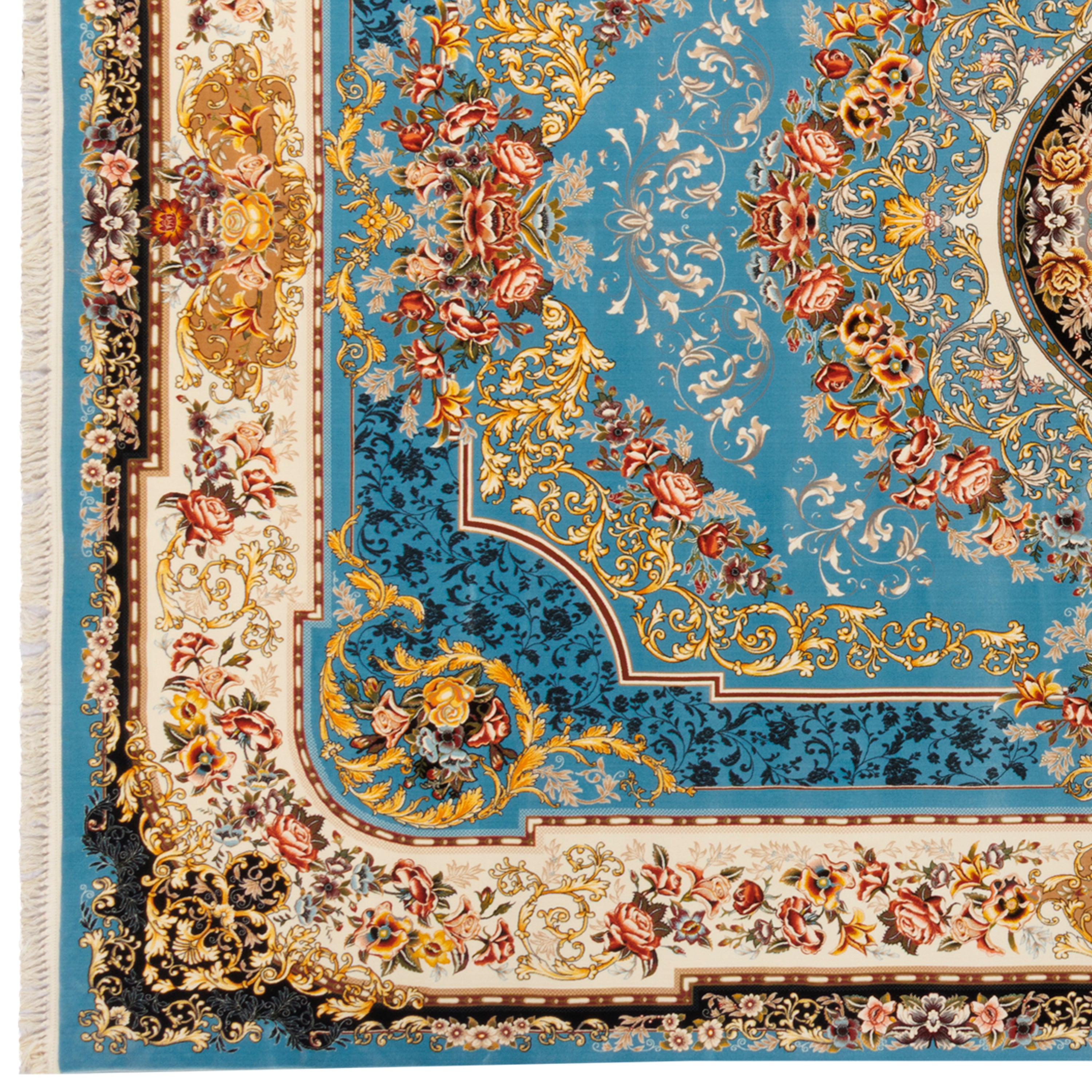 Machine-made Rug, Flowers & Leaves Medallion & Corner, Acrylic, SPU 100008