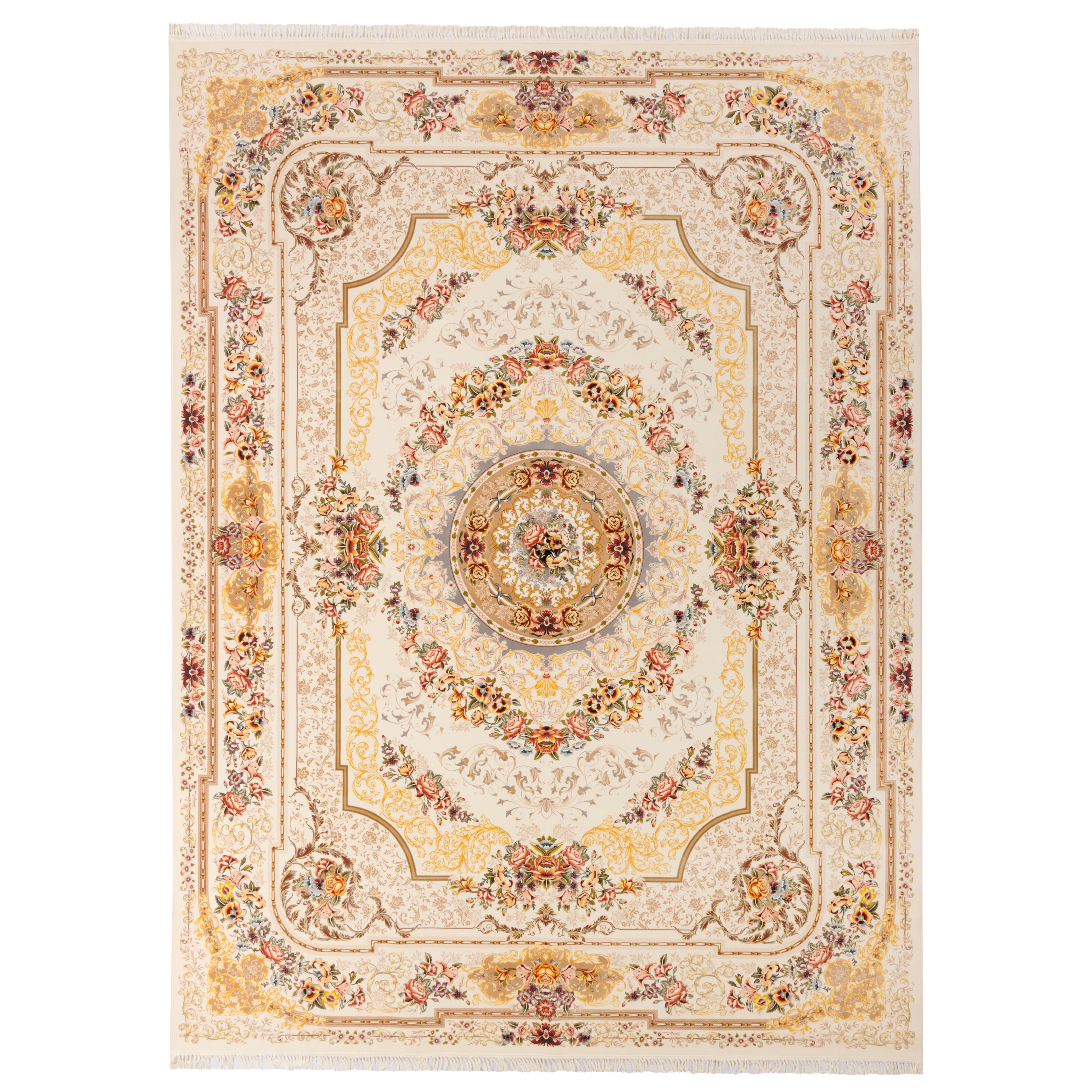 Machine-made Rug, Flowers & Leaves Medallion & Corner, Acrylic, SPU 100008