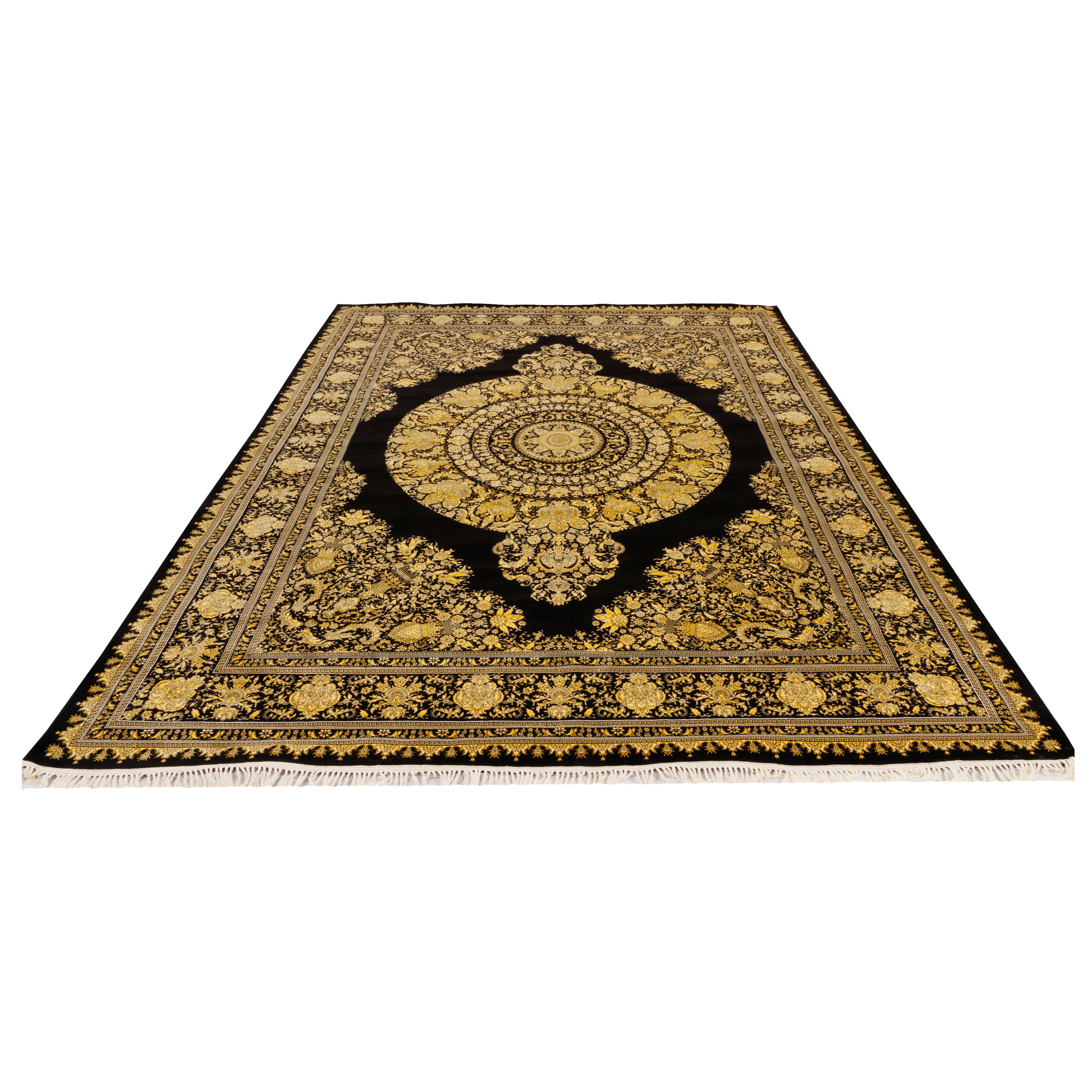 Machine-made Rug, Flowers & Leaves Medallion & Corner, Acrylic, SPU 100014