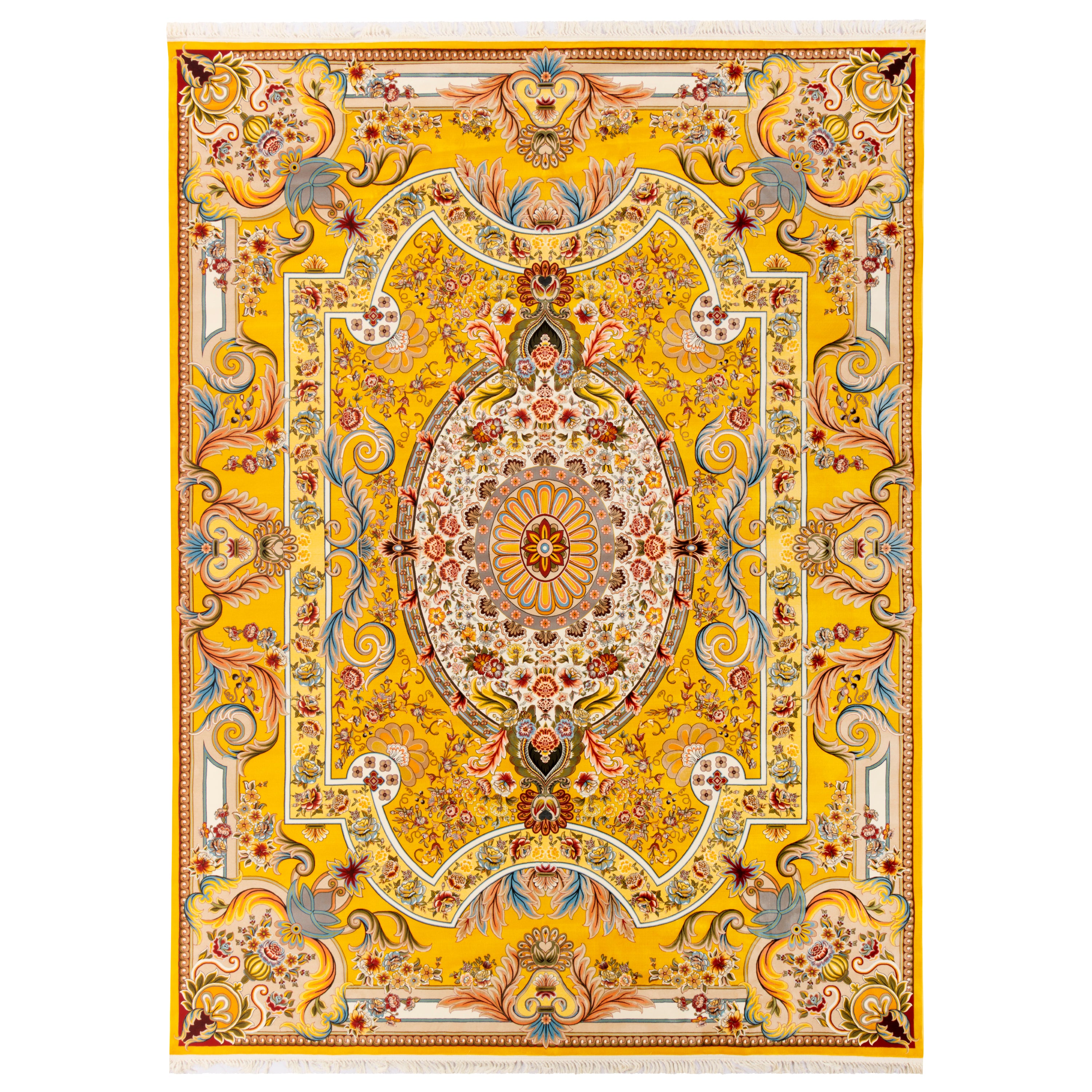 Machine-made Rug, Flowers & Leaves Medallion & Corner, Acrylic, SPU 100018
