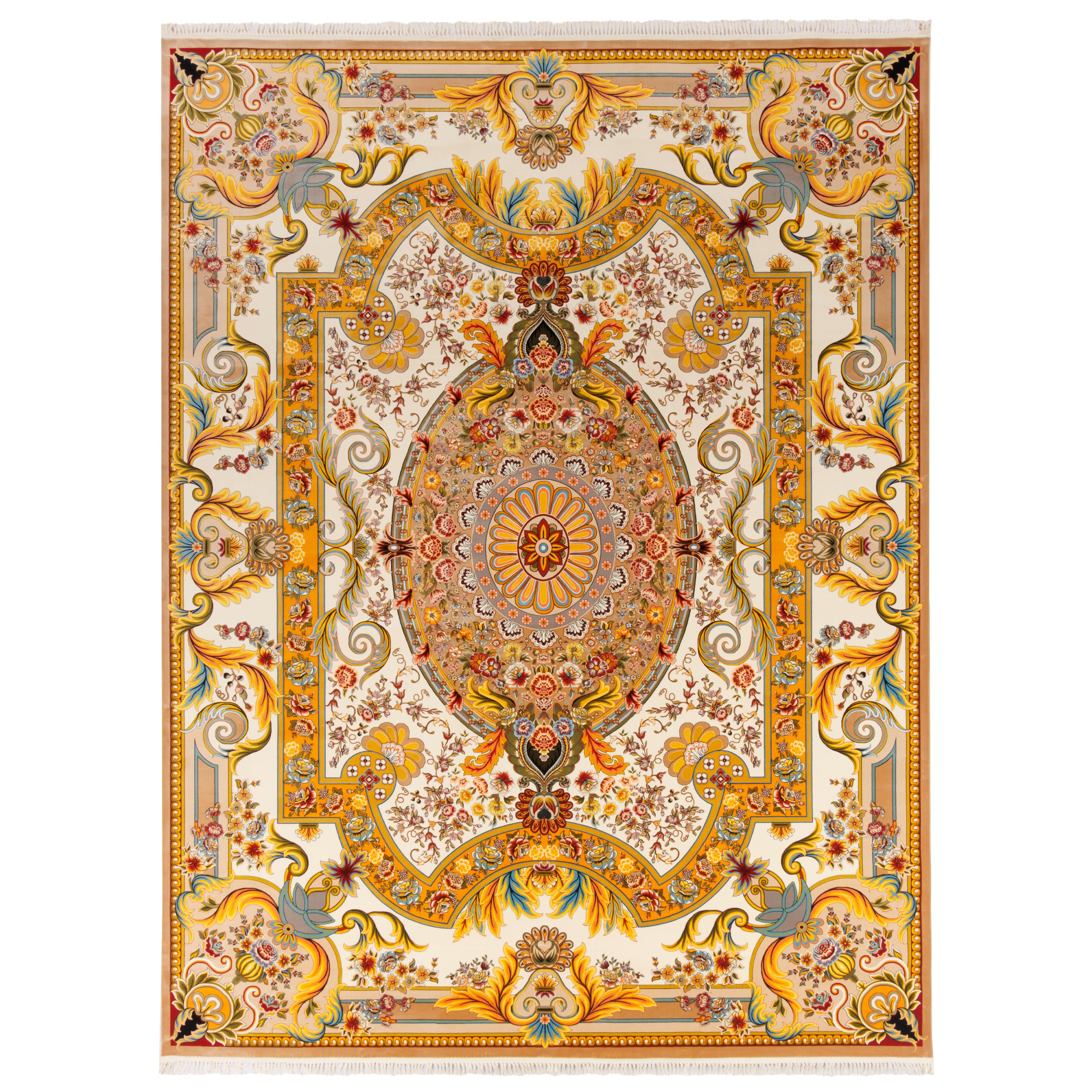 Machine-made Rug, Flowers & Leaves Medallion & Corner, Acrylic, SPU 100018