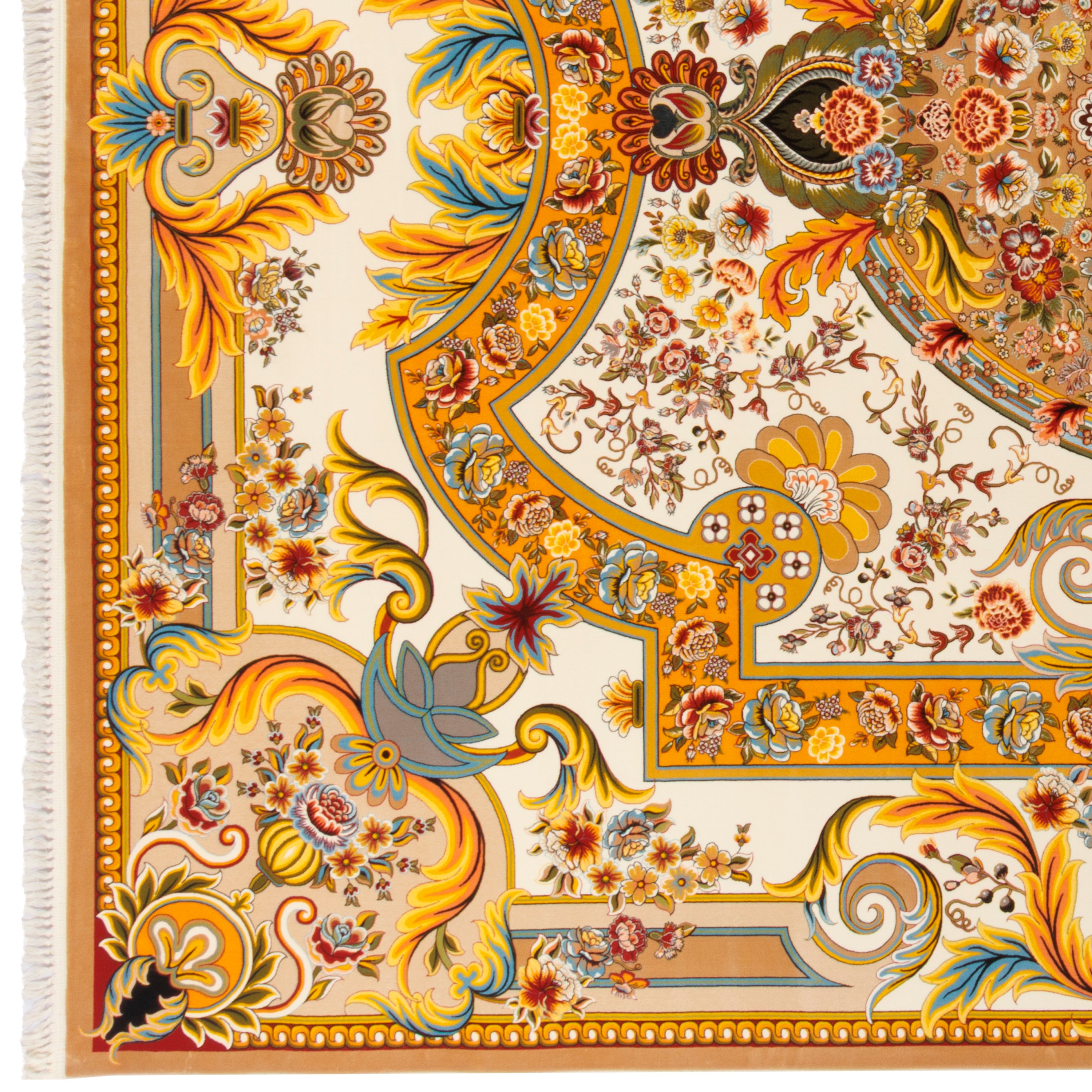 Machine-made Rug, Flowers & Leaves Medallion & Corner, Acrylic, SPU 100018