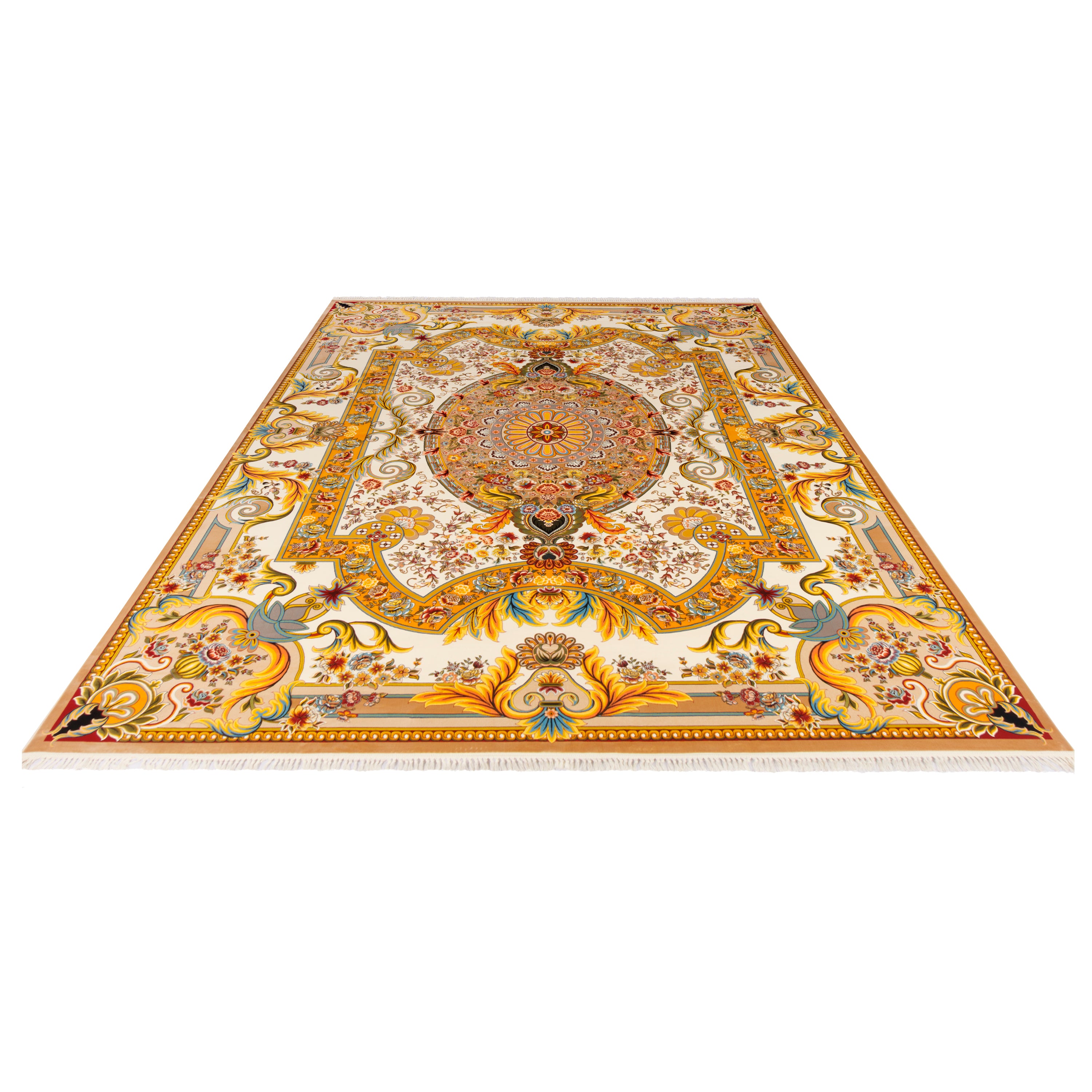 Machine-made Rug, Flowers & Leaves Medallion & Corner, Acrylic, SPU 100018