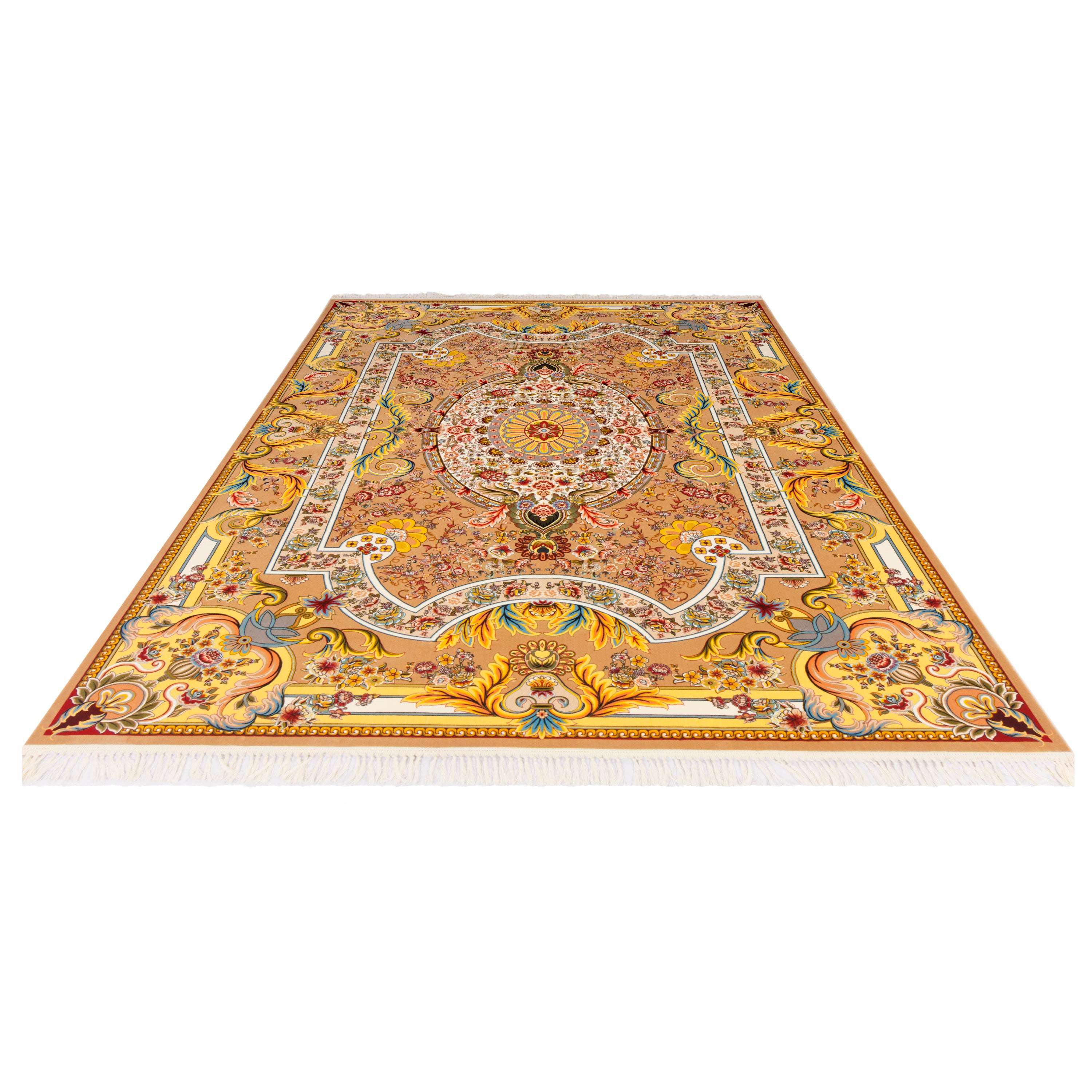 Machine-made Rug, Flowers & Leaves Medallion & Corner, Acrylic, SPU 100018