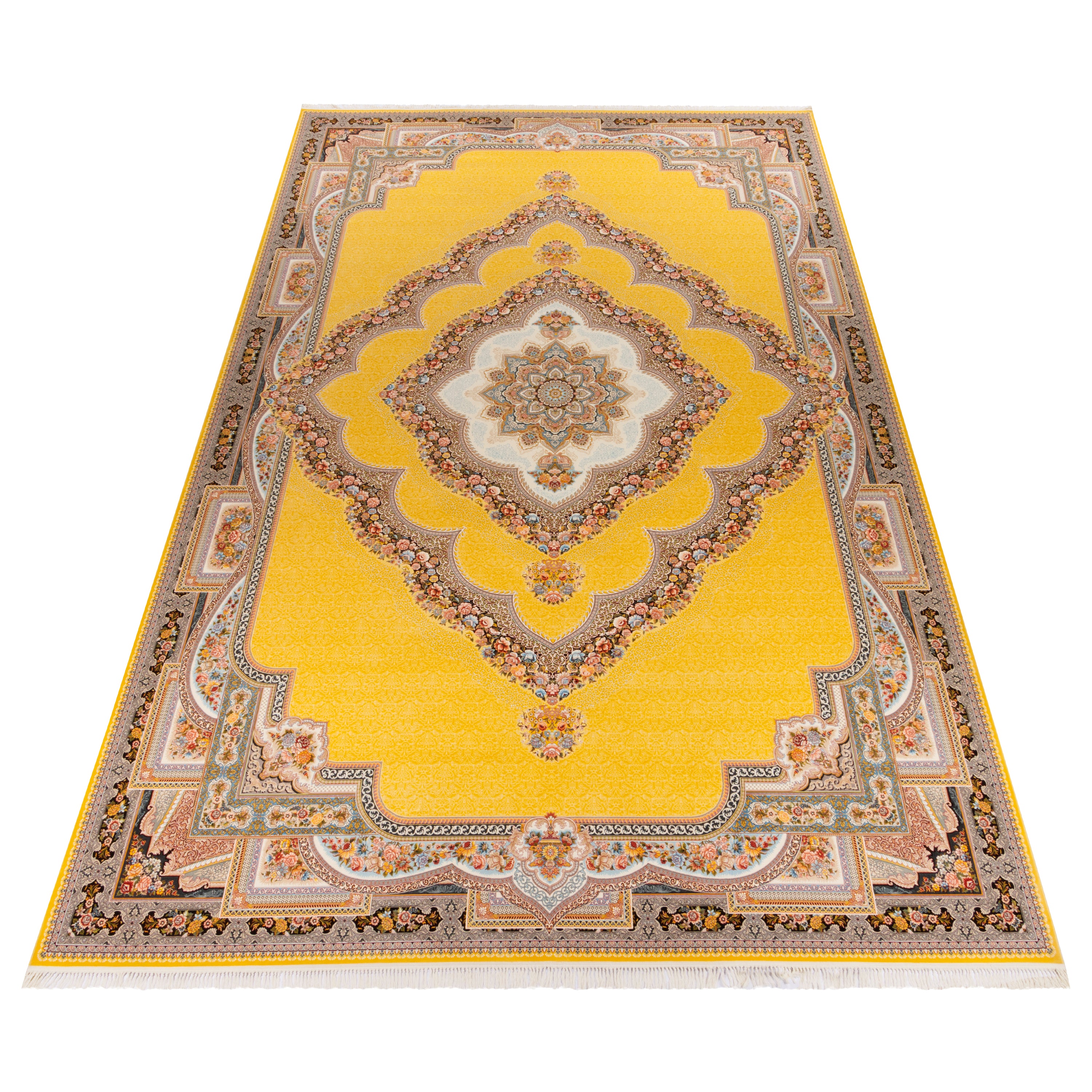 Machine-made Rug, Flowers & Leaves Medallion & Corner, Acrylic, SPU 100047