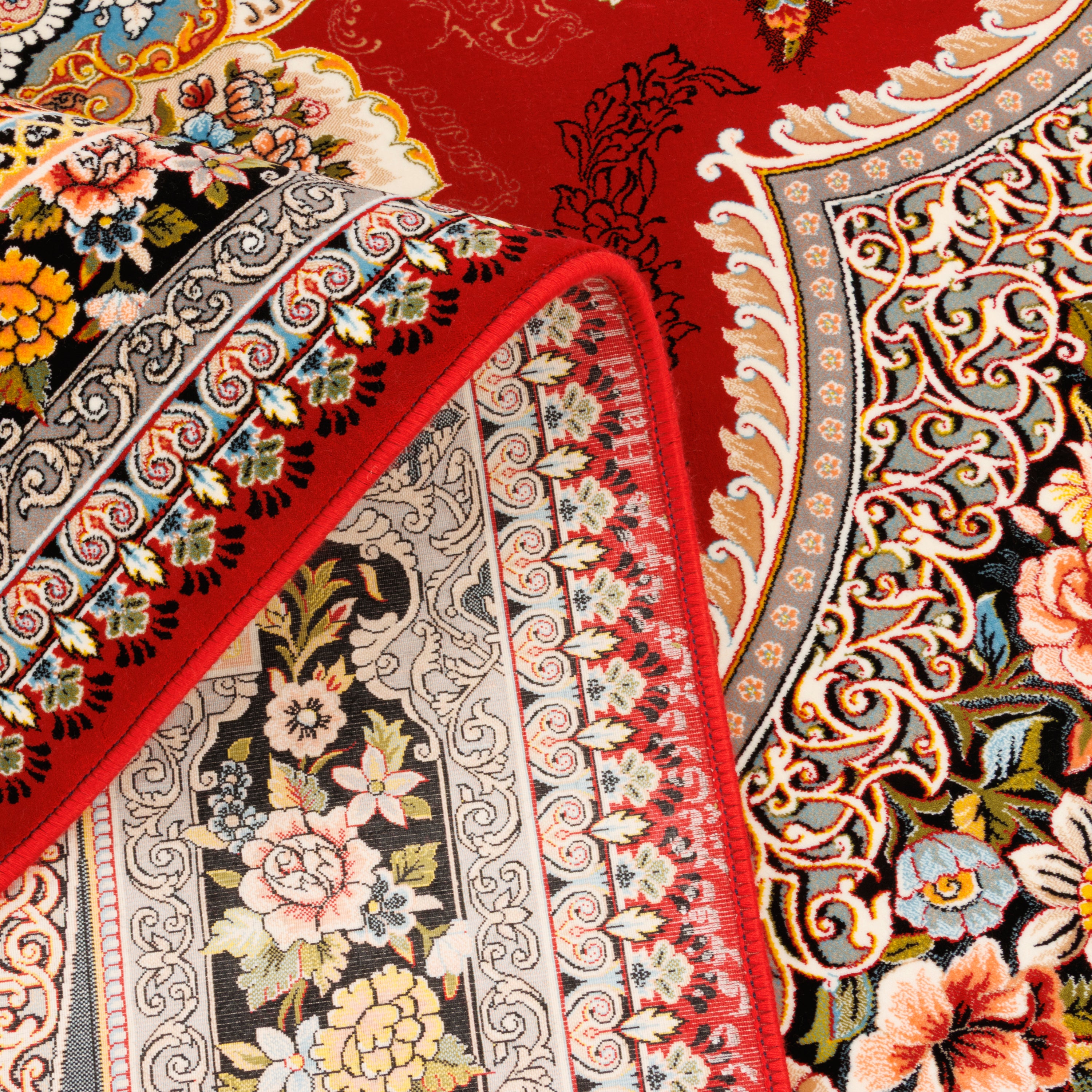 Machine-made Rug, Flowers & Leaves Medallion & Corner, Acrylic, SPU 100047