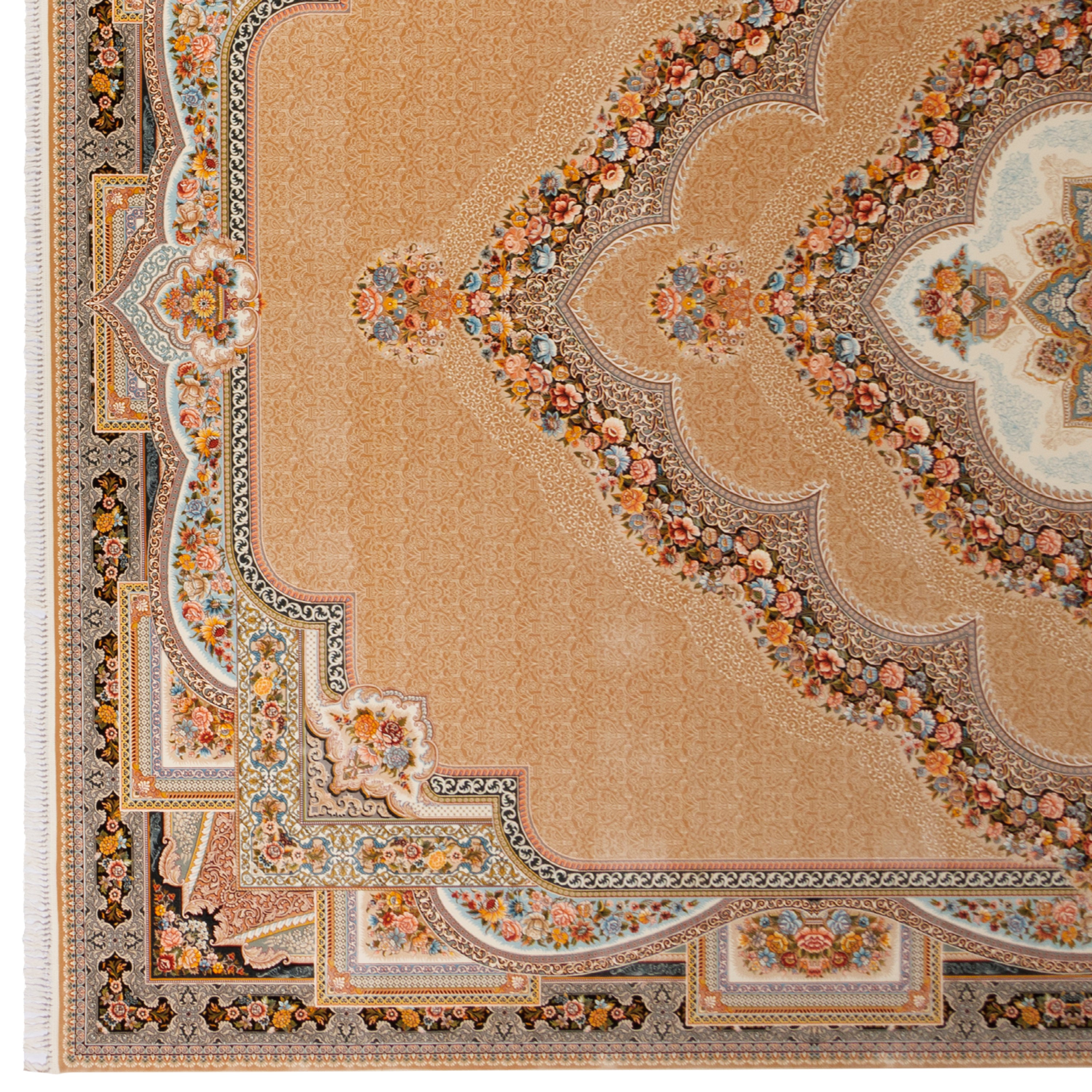 Machine-made Rug, Flowers & Leaves Medallion & Corner, Acrylic, SPU 100047