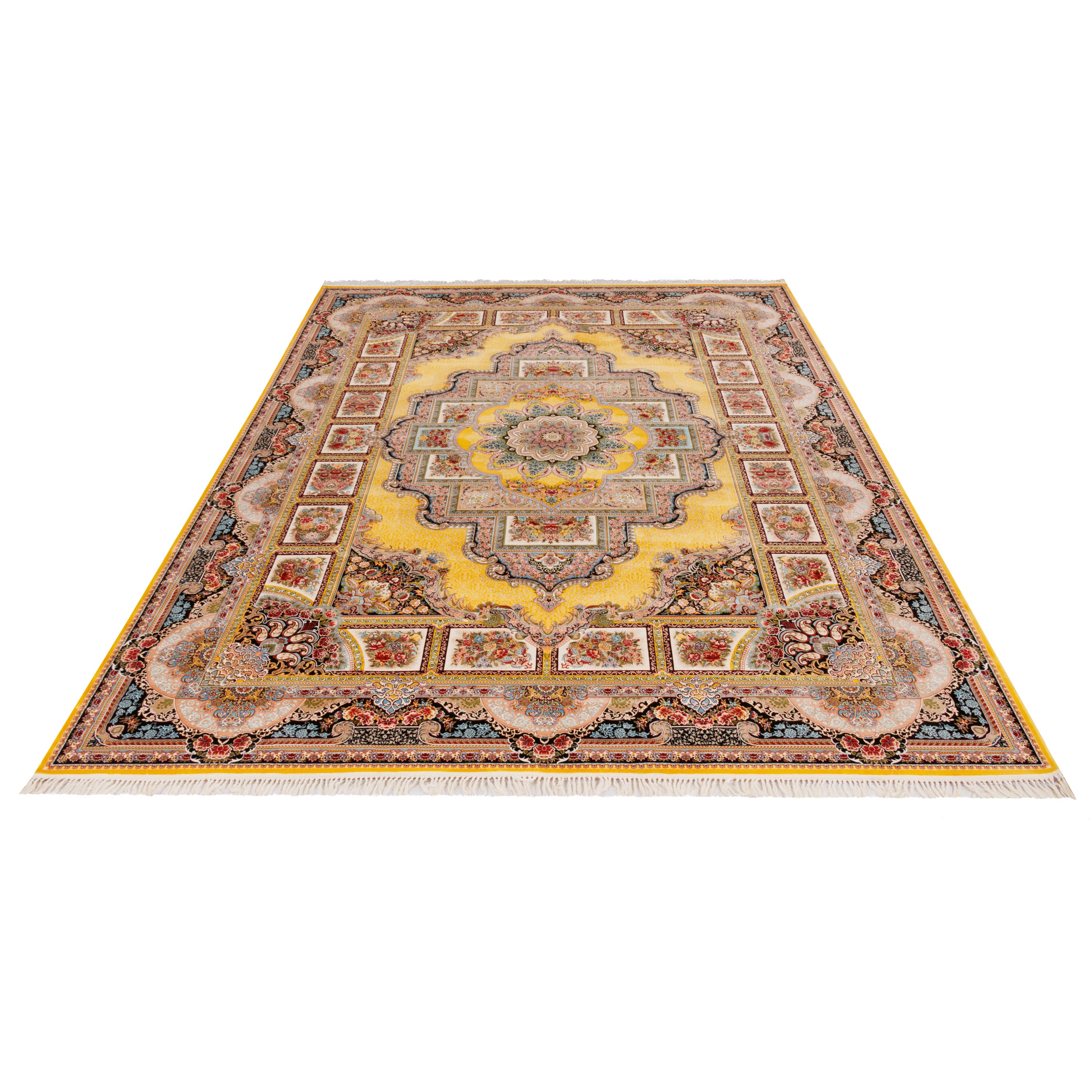 Machine-made Rug, Flowers & Leaves Medallion & Corner, Acrylic, SPU 100050
