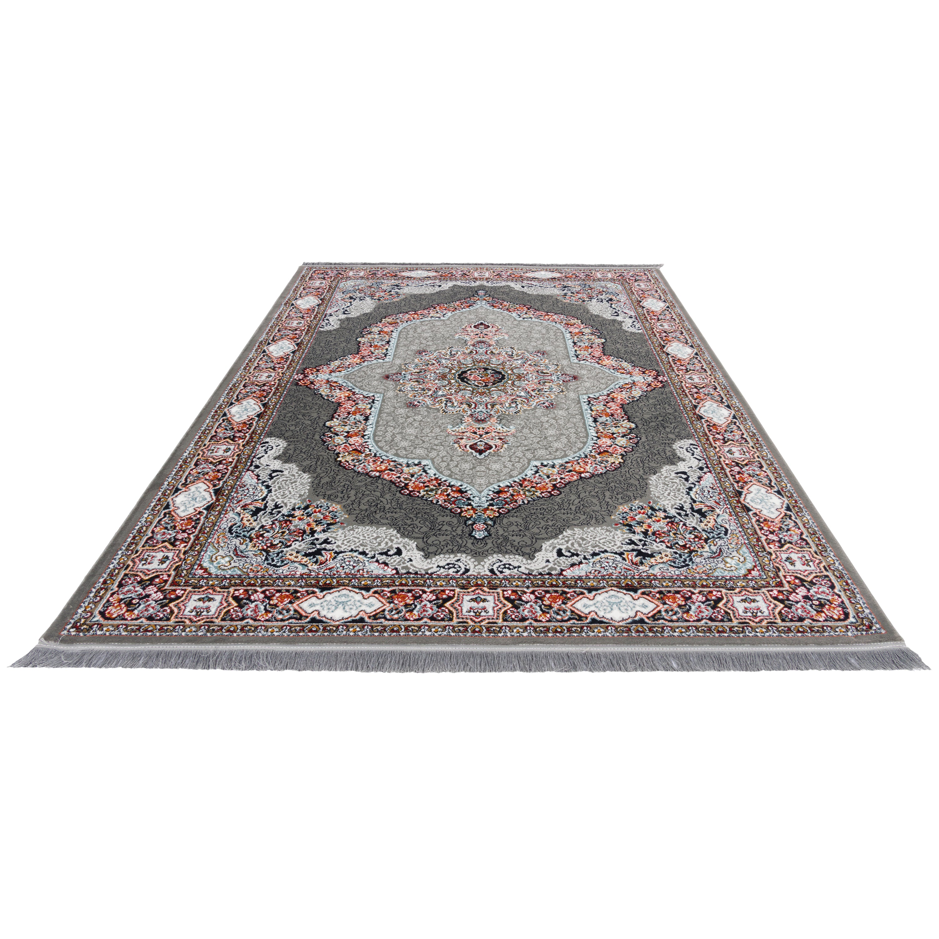 Machine-made Rug, Flowers & Leaves Medallion & Corner, Polyester & Linen, SPU 400149