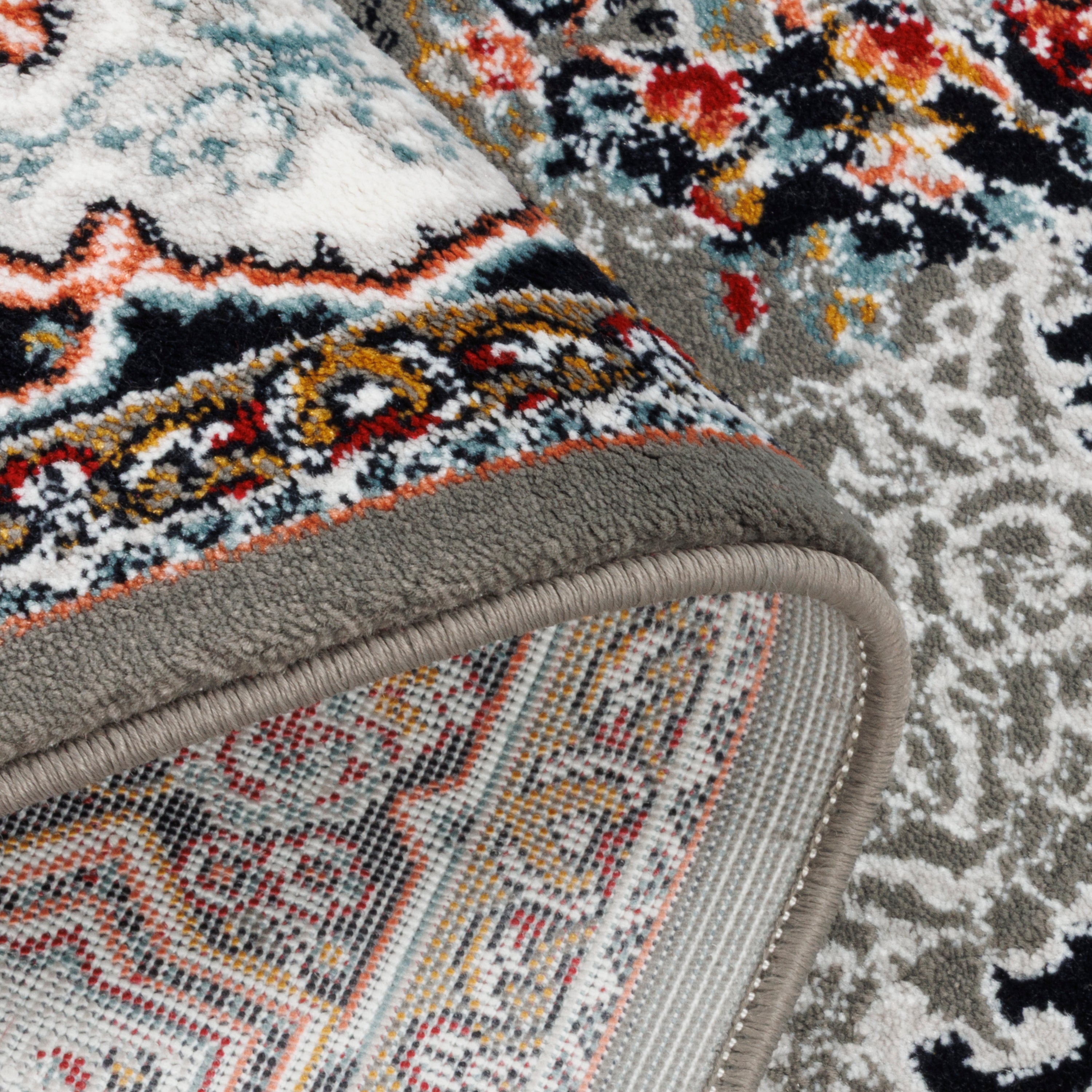 Machine-made Rug, Flowers & Leaves Medallion & Corner, Polyester & Linen, SPU 400149