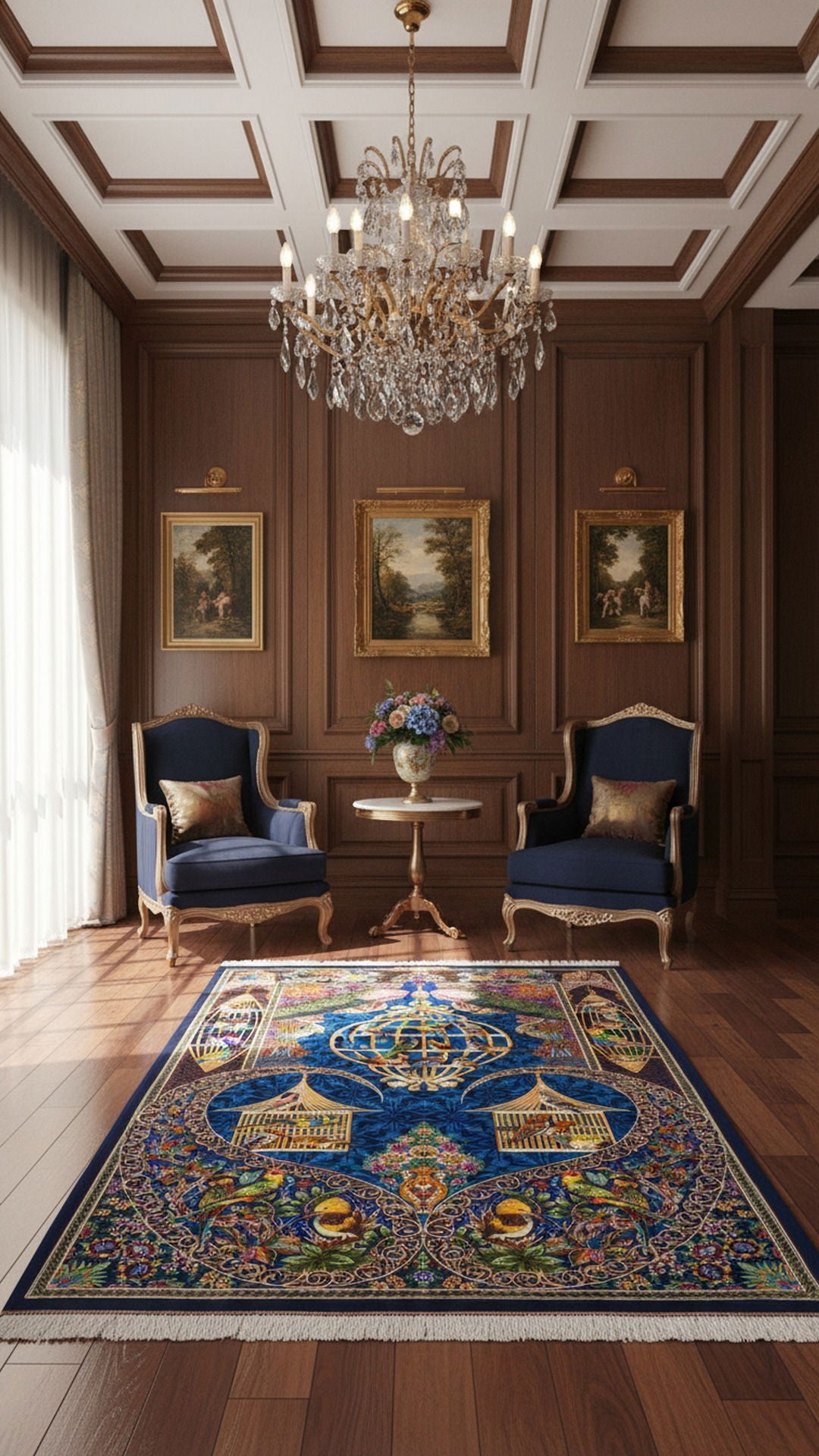 Qom Handmade Carpet — Sarasar | Full Silk | 100 × 146 cm | SKU 10100175