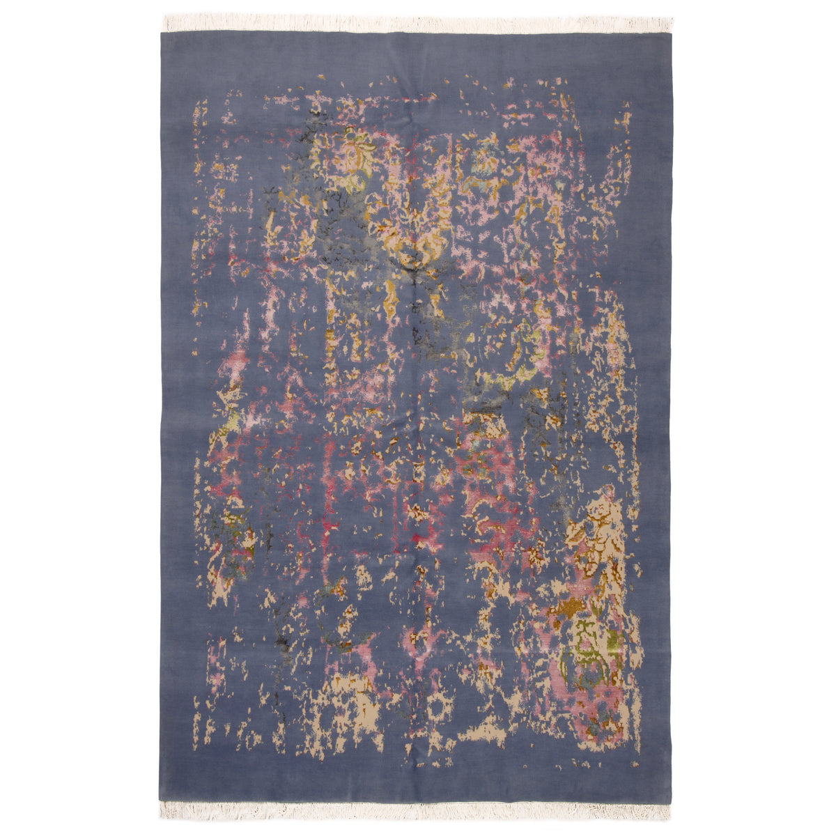 Tabriz Handmade Carpet, Allover, Wool & Silk on Cotton, Blue, 220 × 340 cm — 10700786